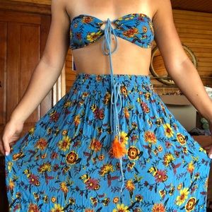 Urban Outfitters two piece blue floral maxi